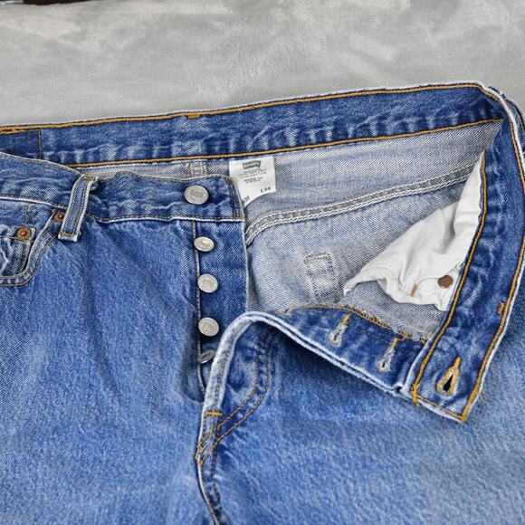 Levis Jeans 501 36x34 (33x32 Meas) Button Fly Blue Denim - Picture 3 of 10